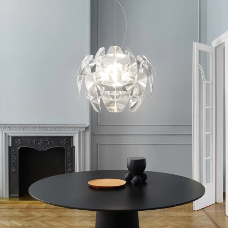 The Hope Chandelier from Luceplan in a living room. all-groups