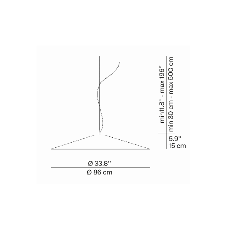 The 33.8 inch Koinè Pendant from Luceplan dimensions.