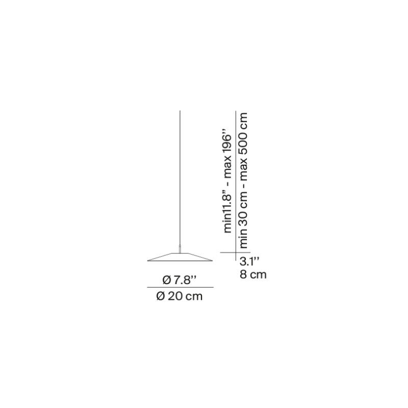 The 7.8 inch Koinè Pendant from Luceplan dimensions.