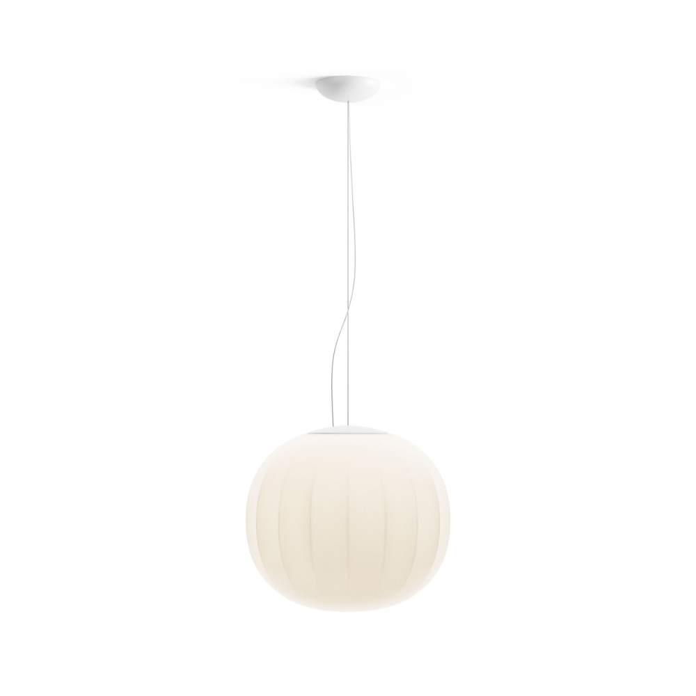The Lita Pendant by Luceplan, 11.8-inch pendant in matte white.