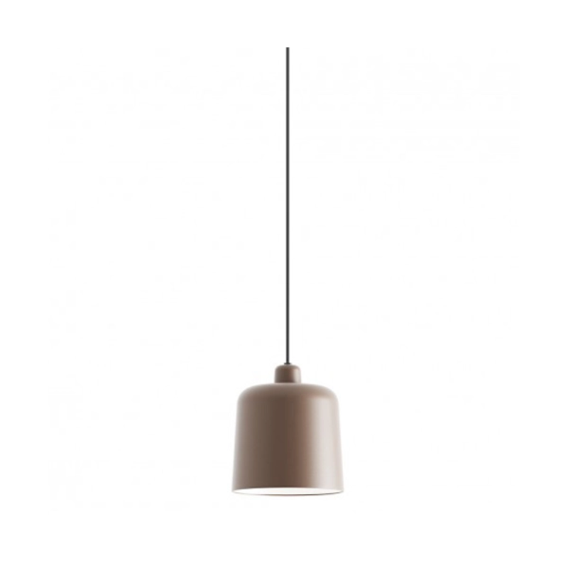 The small 8 inch Zile Pendant from Luceplan in matte brick red.