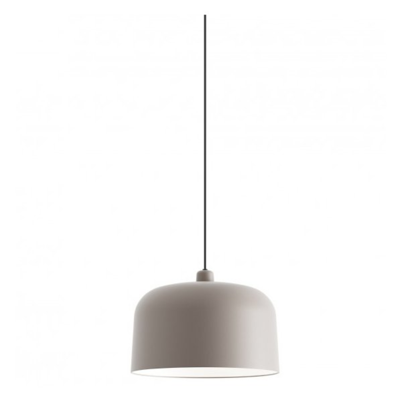 The large 16 inch Zile Pendant from Luceplan in matte dove grey.