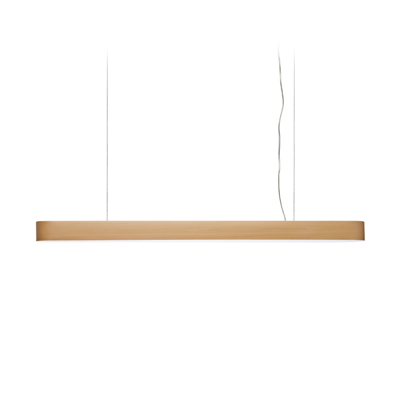 The long I-Club Slim Suspension from LZF lamps with the natural beech veneer.