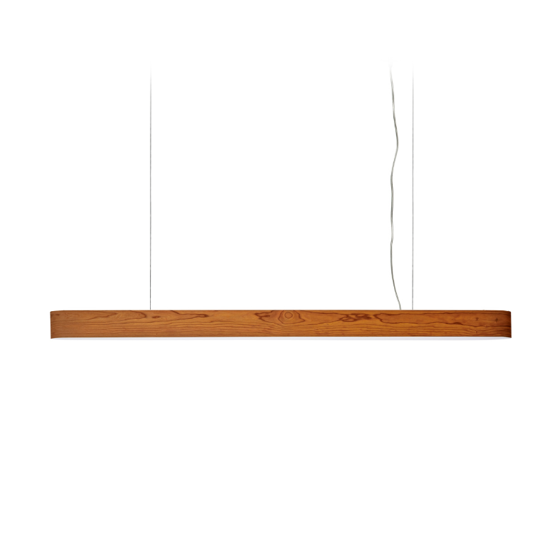 The long I-Club Slim Suspension from LZF lamps with the natural cherry veneer turned off.