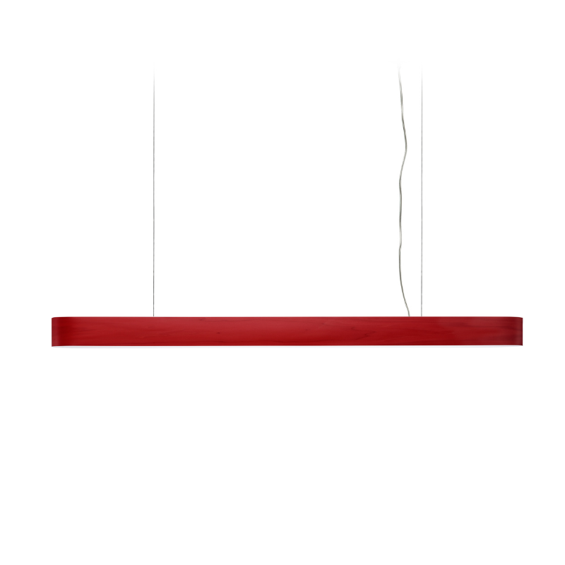 The long I-Club Slim Suspension from LZF lamps with the red veneer.