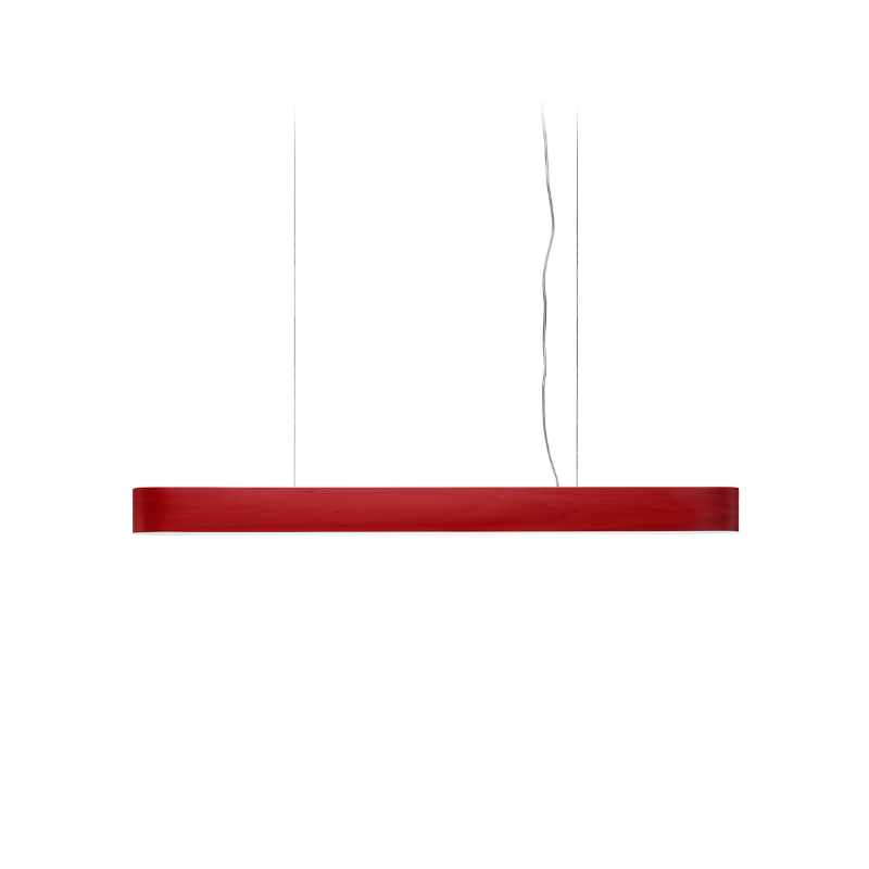 The short I-Club Slim Suspension from LZF lamps with the red veneer.