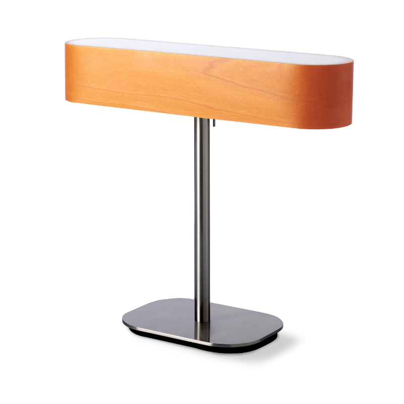The I-Club Table from LZF lamps with the orange veneer.