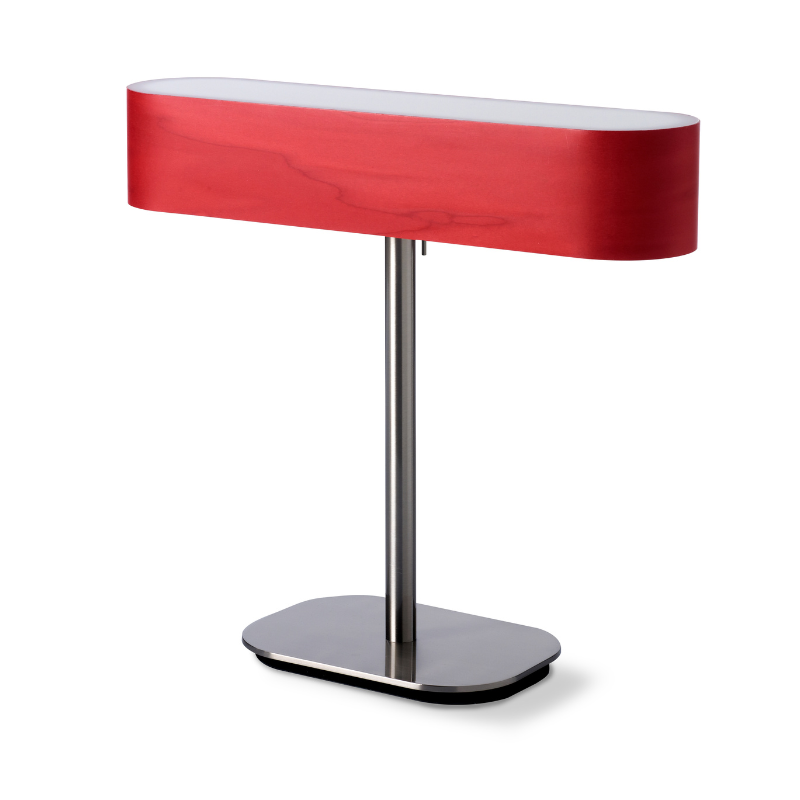 The I-Club Table from LZF lamps with the red veneer.
