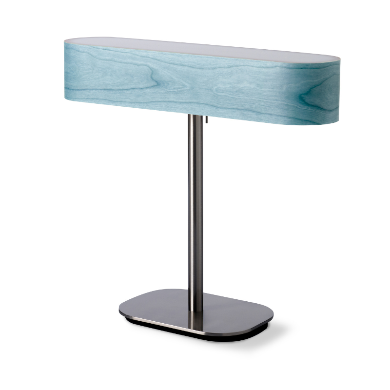 The I-Club Table from LZF lamps with the sea blue veneer.