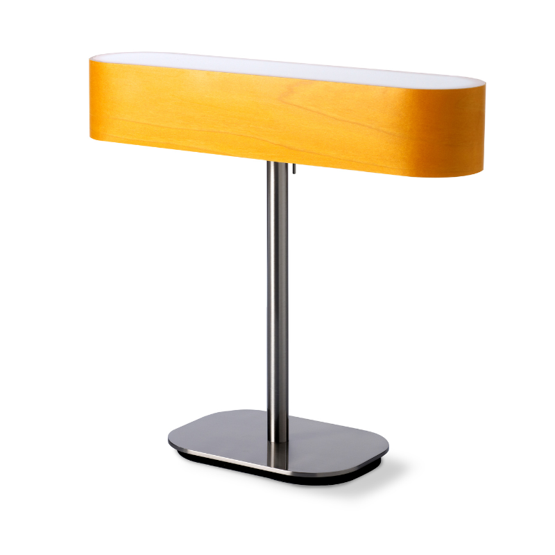 The I-Club Table from LZF lamps with the yellow veneer.