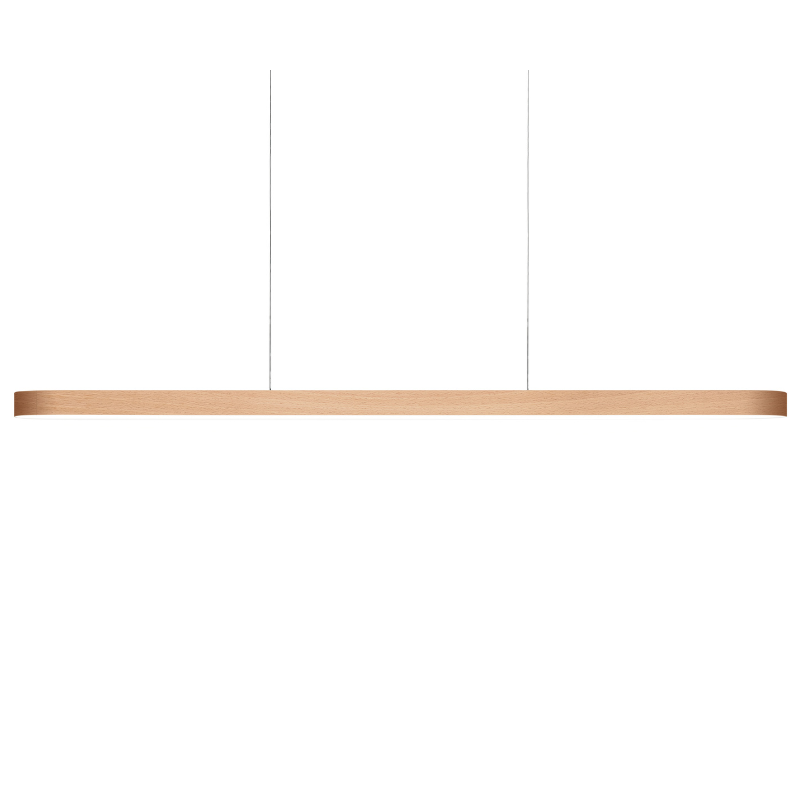 The Long I-Line Suspension from LZF lamps with the natural beech veneer.
