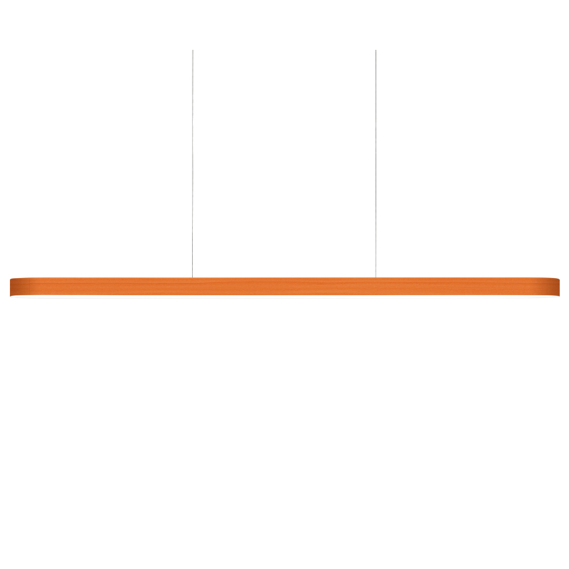 The Long I-Line Suspension from LZF lamps with the orange veneer.