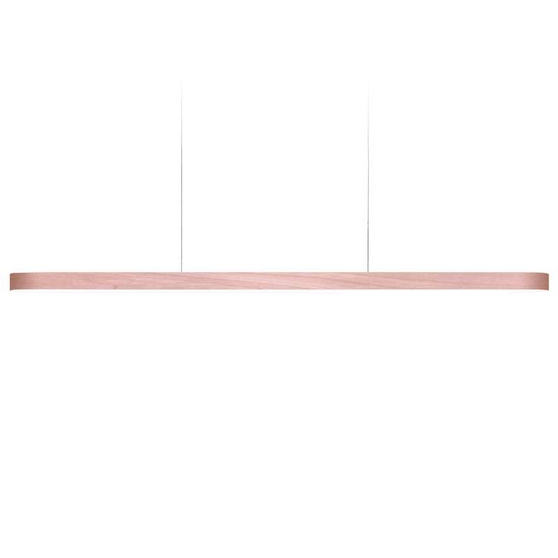The Long I-Line Suspension from LZF lamps with the pale rose veneer.