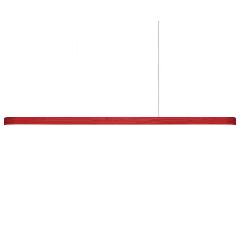 The Long I-Line Suspension from LZF lamps with the red veneer.