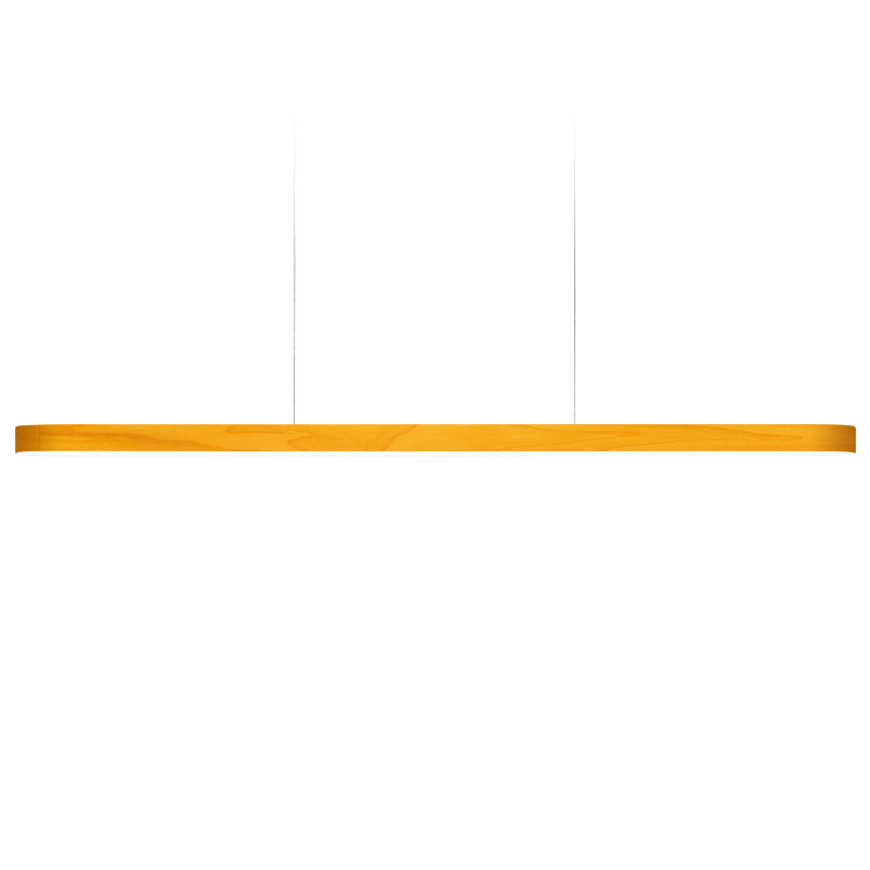 The Long I-Line Suspension from LZF lamps with the yellow veneer.