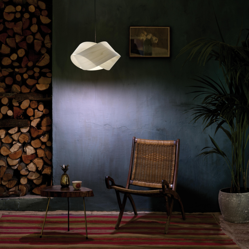 The Nut Suspension from LZF Lamps in ivory white in an office.