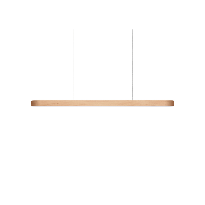 The Short I-Line Suspension from LZF lamps with natural beech veneer.