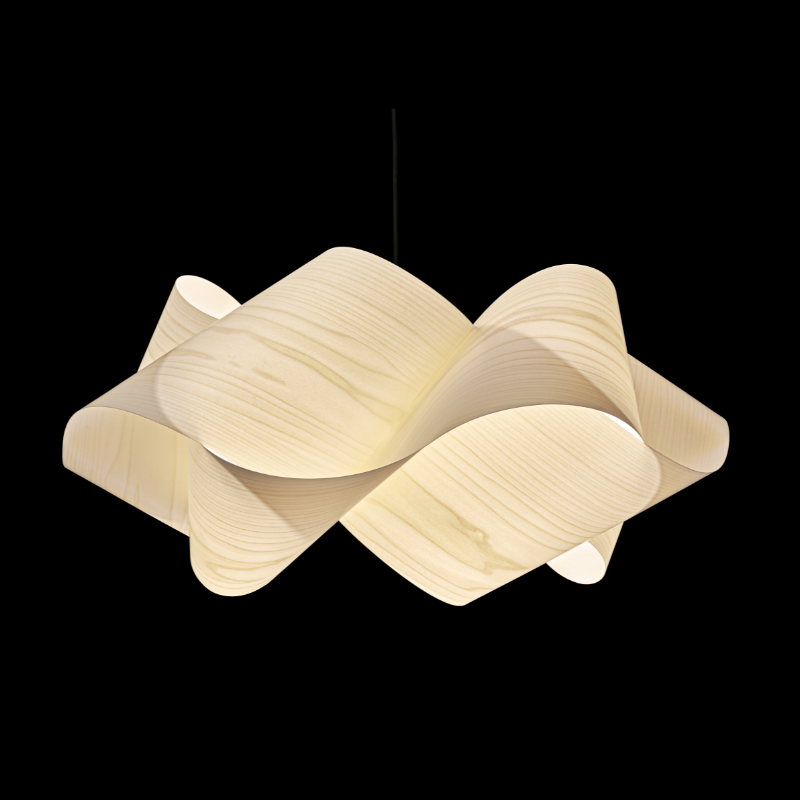 The Swirl Suspension from LZF Lamps in ivory white in a studio.