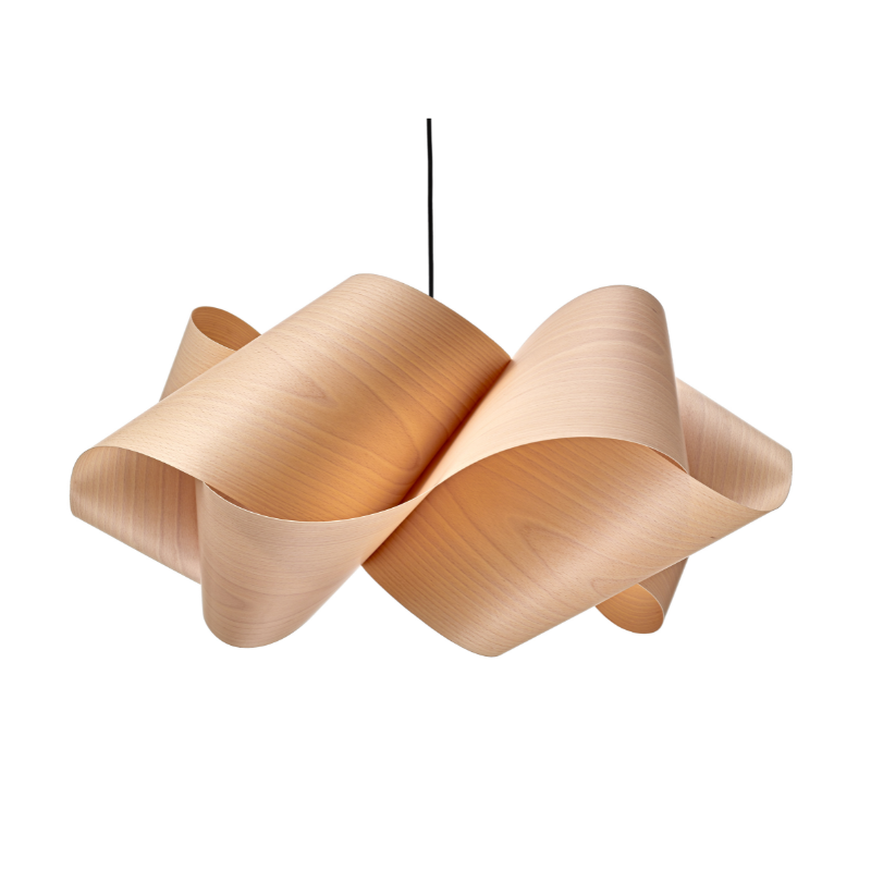 The Swirl Suspension from LZF Lamps in natural beech.