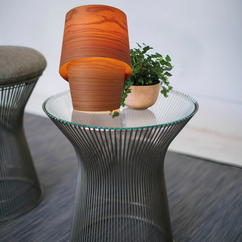 The Tiny Table from LZF lamps in orange in a family room.