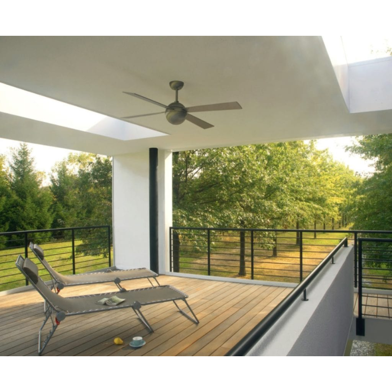 The Ball ceiling fan by Modern Fan Co. in an outdoor lounge space.