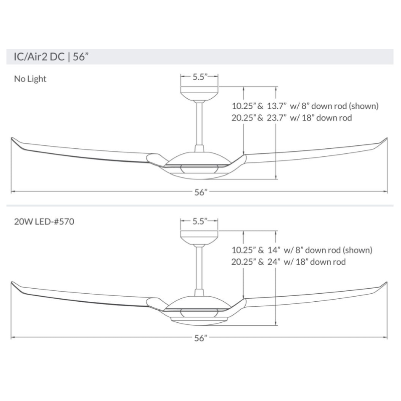 The IC/Air2 DC - 56″ from Modern Fan Co dimensions. all-groups