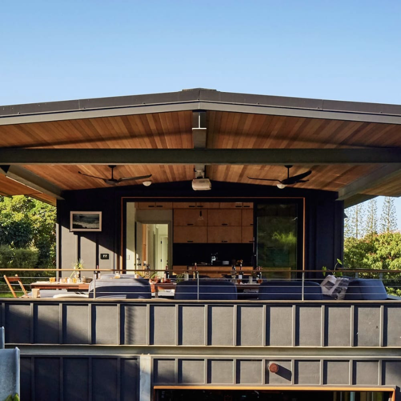 The IC/Air3 DC - 56″ from Modern Fan Co. in an outdoor space.