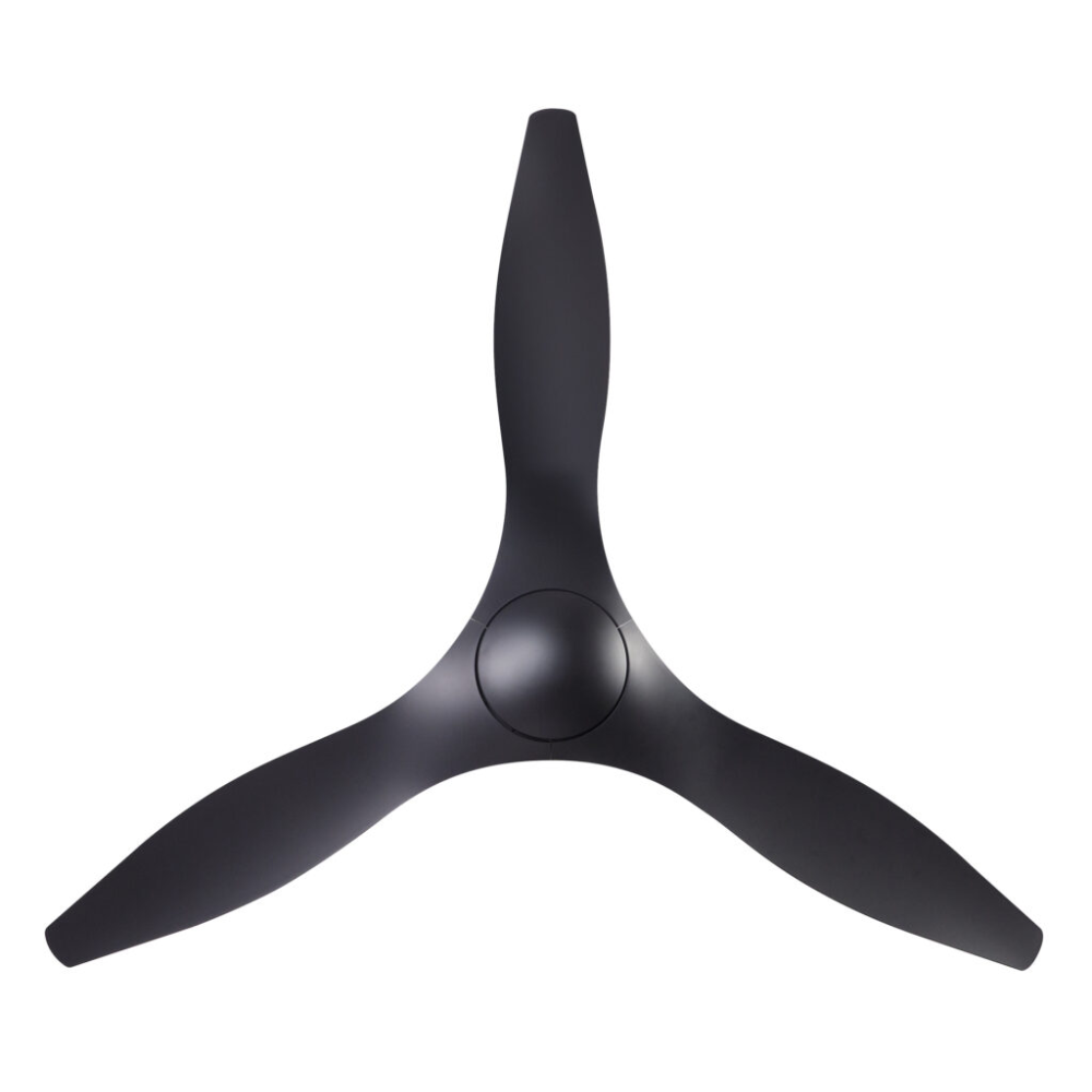 The matte black IC/Brisa DC - 56″ from Modern Fan Co. in a view from the bottom.