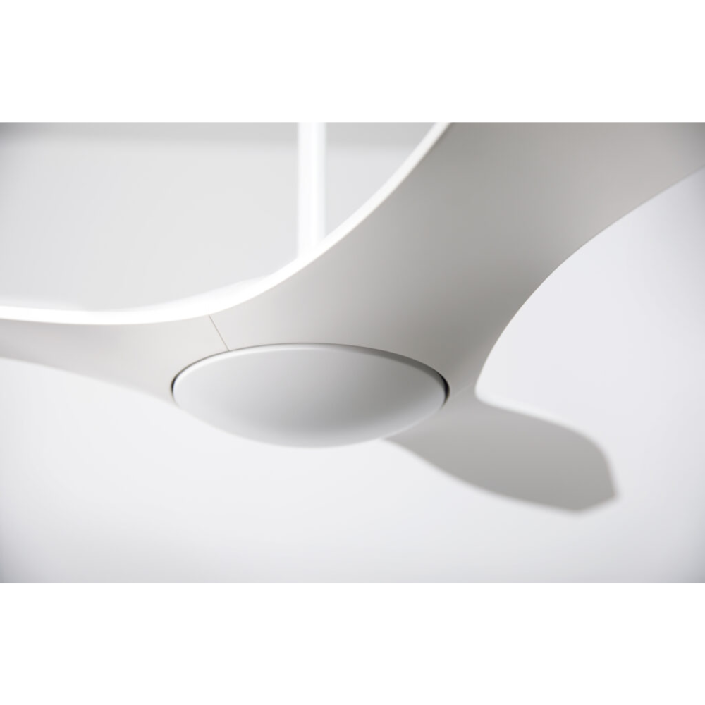 The matte white IC/Brisa DC - 56″ from Modern Fan Co. in a close up within a living space.