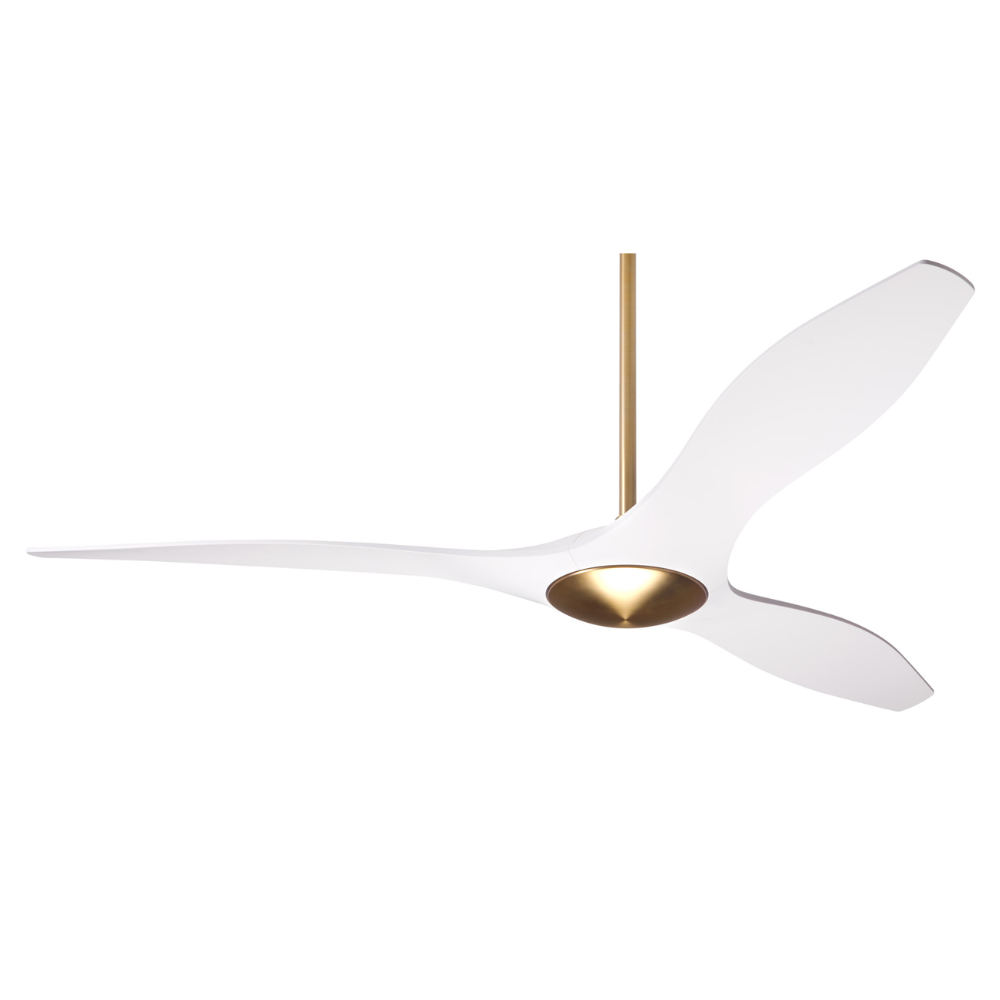 The satin brass and matte white IC/Brisa DC - 56″ from Modern Fan Co.