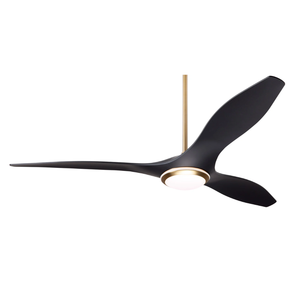The satin brass and matte black IC/Brisa DC LED - 56″ from Modern Fan Co.