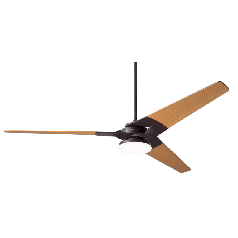 The Torsion 20W LED—62" with the Dark Bronze body and Maple blades from Modern Fan Co.
