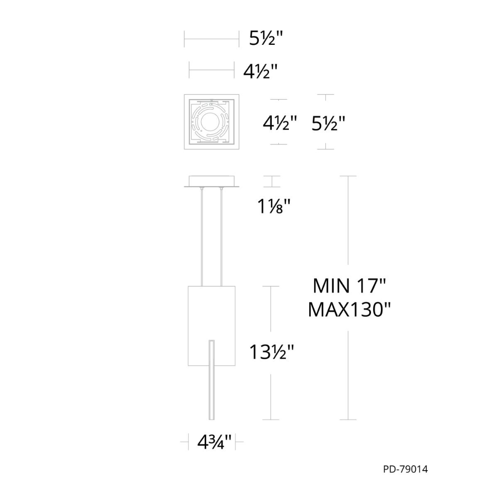 The dimensions of the Amari Pendant Light from Modern Forms. all-groups