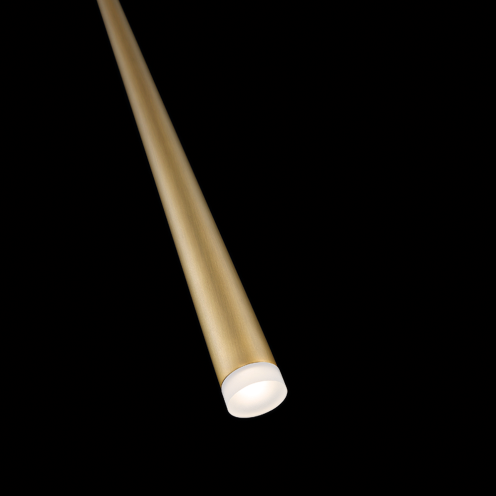The aged brass Cascade Pendant Light from Modern Forms in a lounge.