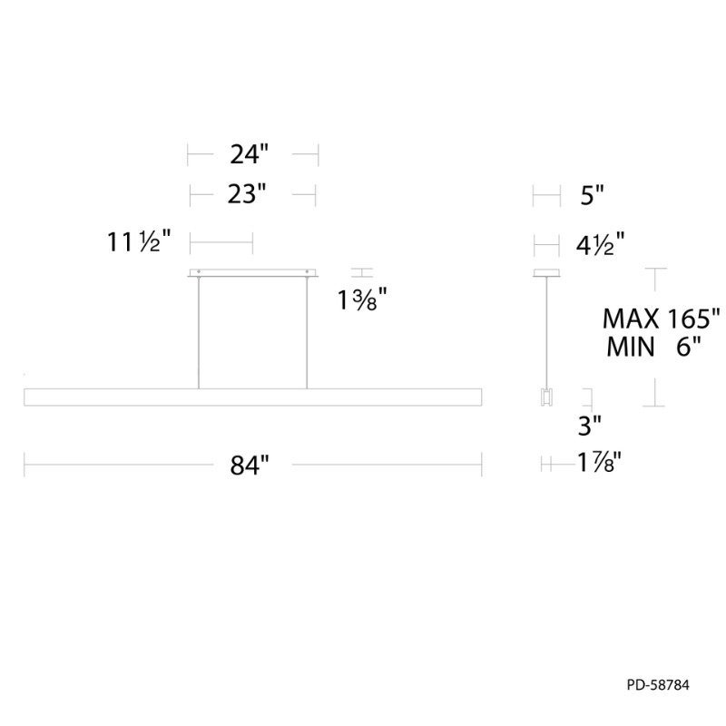 The dimensions of the Drift from Modern Forms, 84 inch. all-groups
