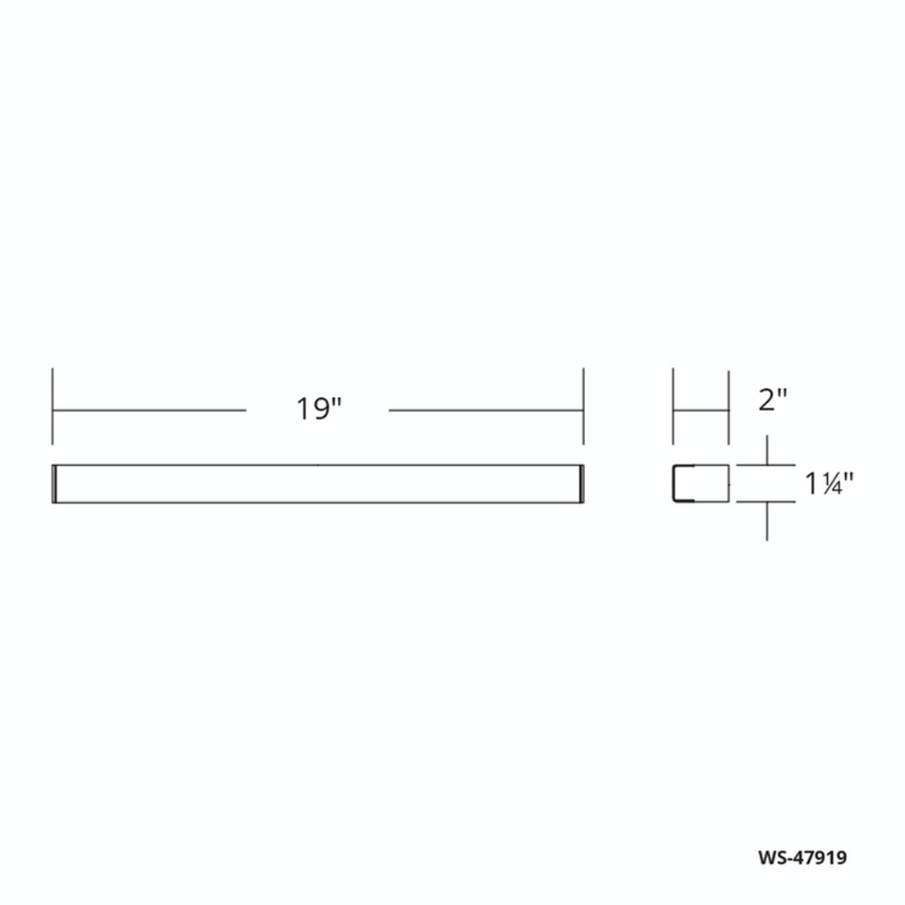 Dimensions of the Lightstick LED bathroom vanity wall sconce by Modern Forms, 19-inch.