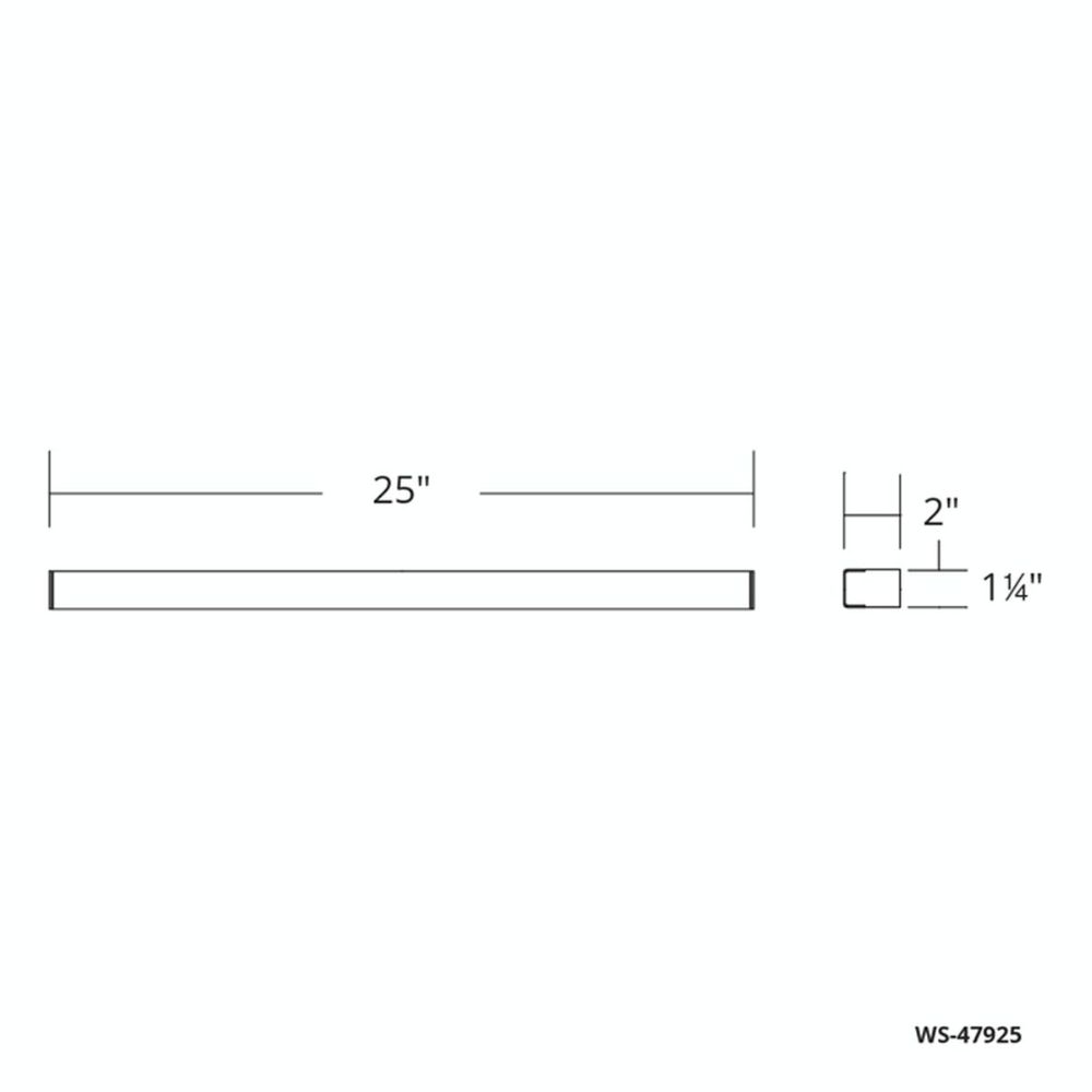 Dimensions of the Lightstick LED bathroom vanity wall sconce by Modern Forms, 25-inch.