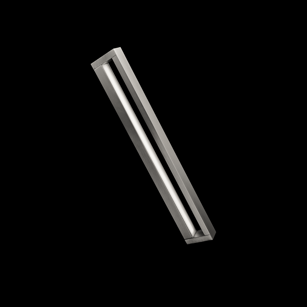 The Open Bar vanity wall sconce by Modern Forms in brushed nickel, 27 inch from and angle. all-groups