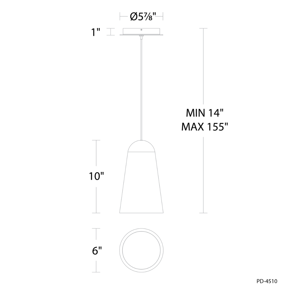 The dimensions of the Pendant Light from Modern Forms. all-groups