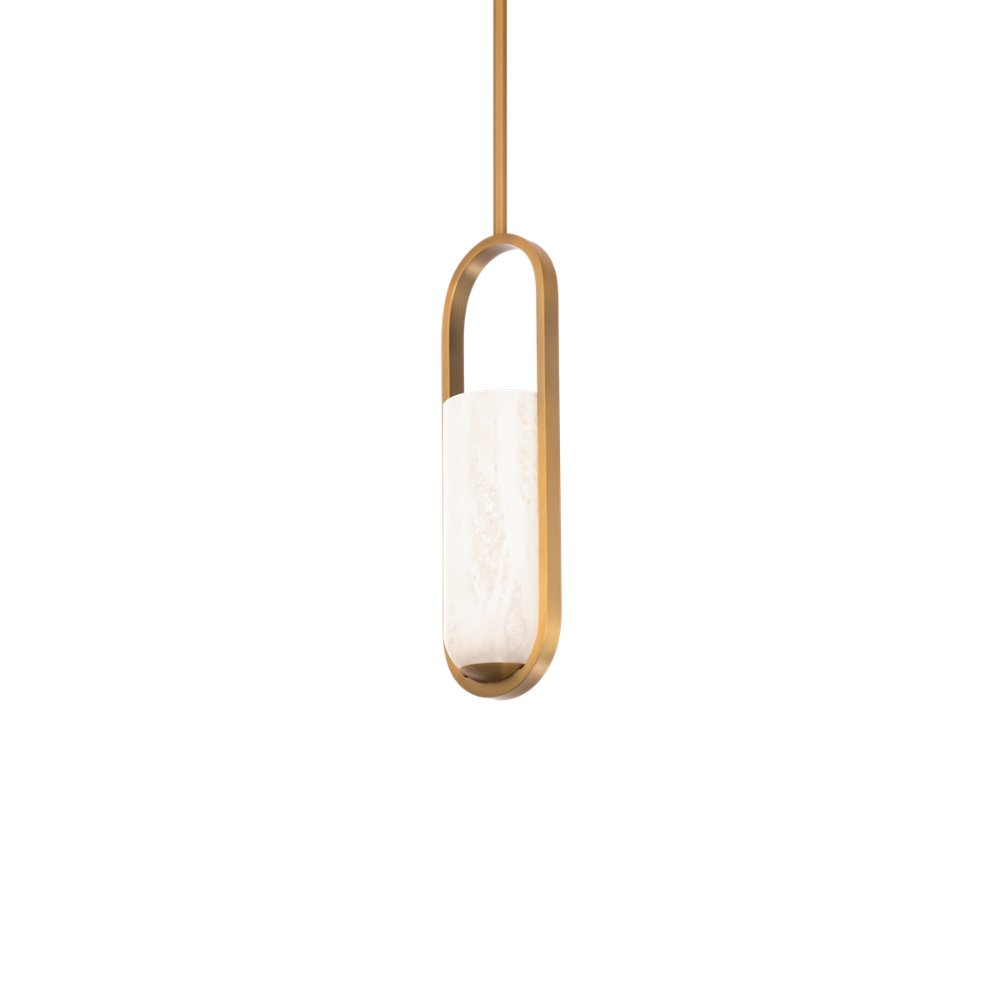 The aged brass Rollins Pendant Light from Modern Forms from the side.