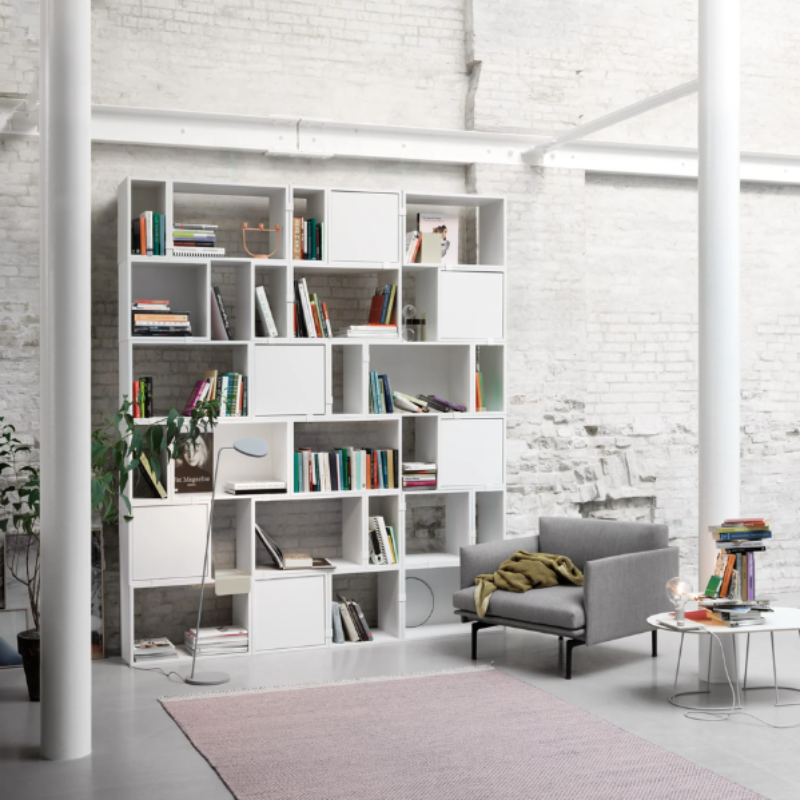 The Airy Coffee Table from Muuto in off-white in a home office.
