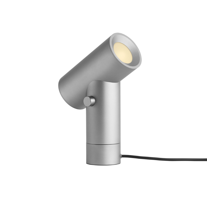 The Beam Table Lamp from Muuto in aluminum in a studio shot.