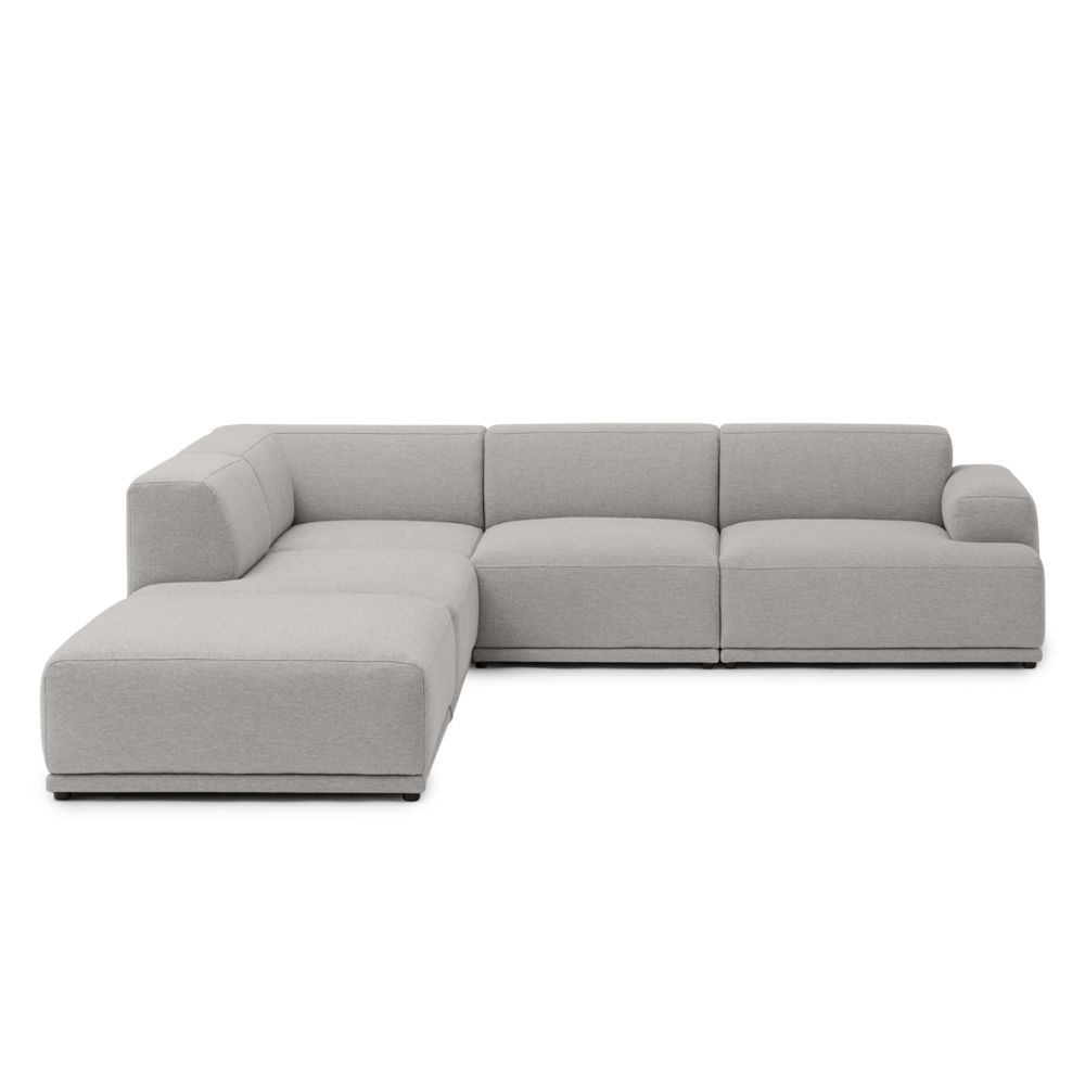 The left facing configuration Connect Soft Modular Sofa Corner from Muuto with Clay 12 fabric upholstery.