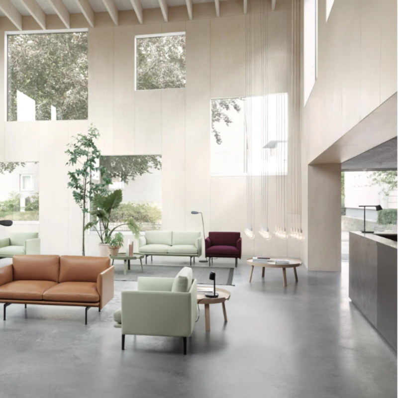 The light gray E27 Pendant Lamp from Muuto in an open space home.