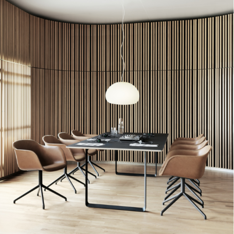 The large Fluid Pendant Lamp from Muuto in a commerical office.