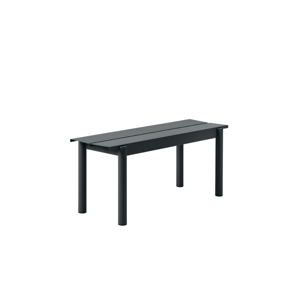 The small black Linear Steel Bench from Muuto.
