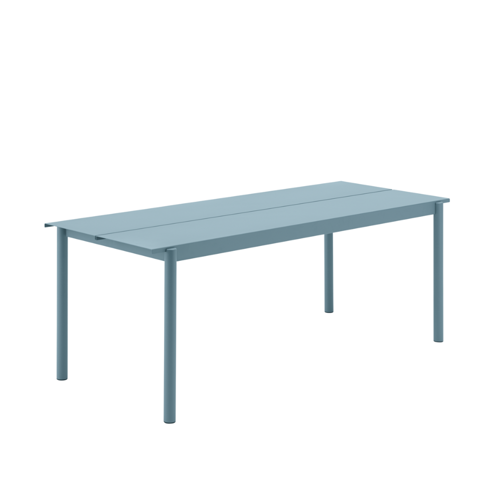 The pale blue 79 inch Linear Steel Table from Muuto.