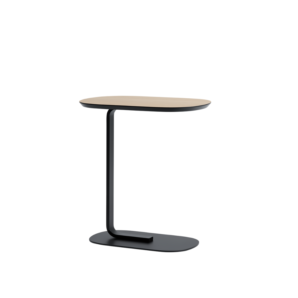 The 23 inch oak veneer and black Relate Side Table from Muuto.