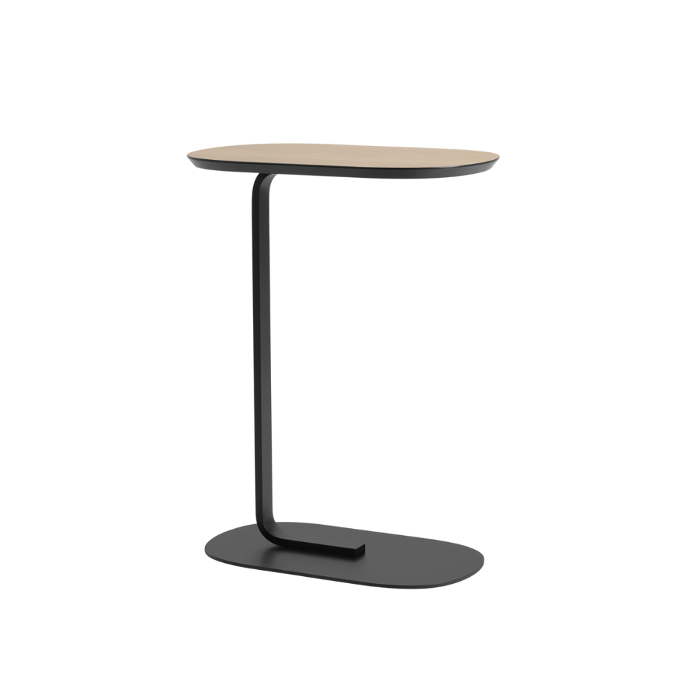 The 29 inch oak veneer and black Relate Side Table from Muuto.