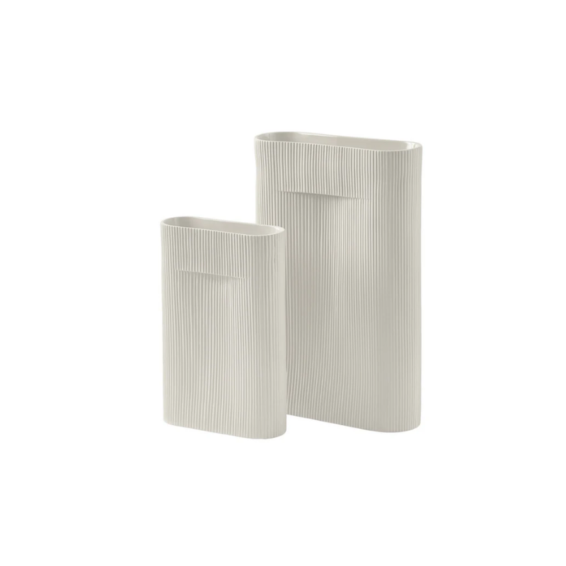 The Ridge Vase from Muuto in off white size options.